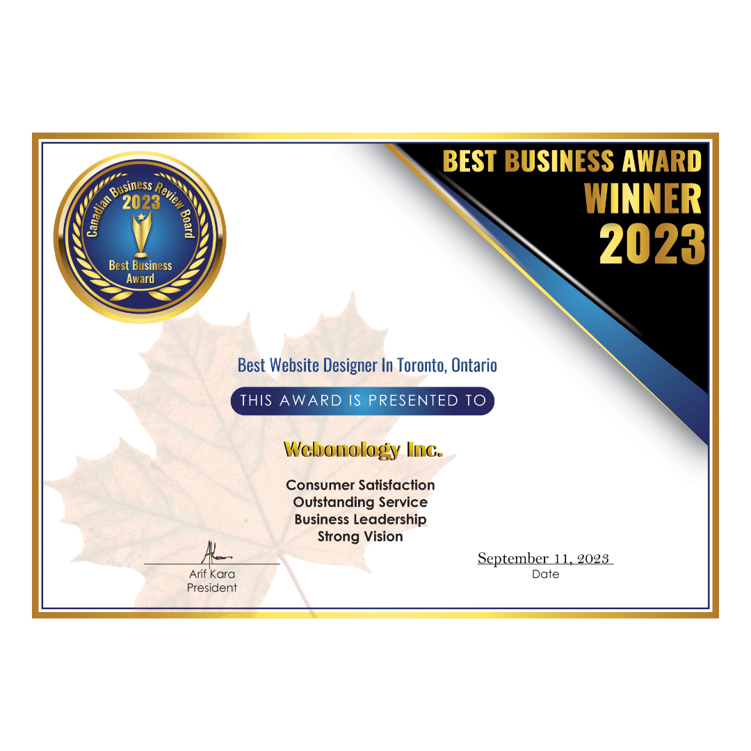 2023 CBRB Inc. Webonology Inc. Award Certificate (instagram)